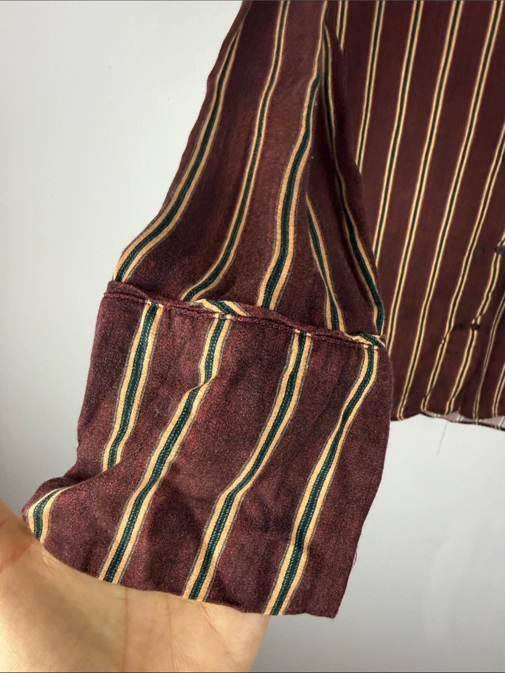 MANGO Suit Striped Button Down Blouse Burgundy Gold Green Size S / 4 - Picture 6 of 13